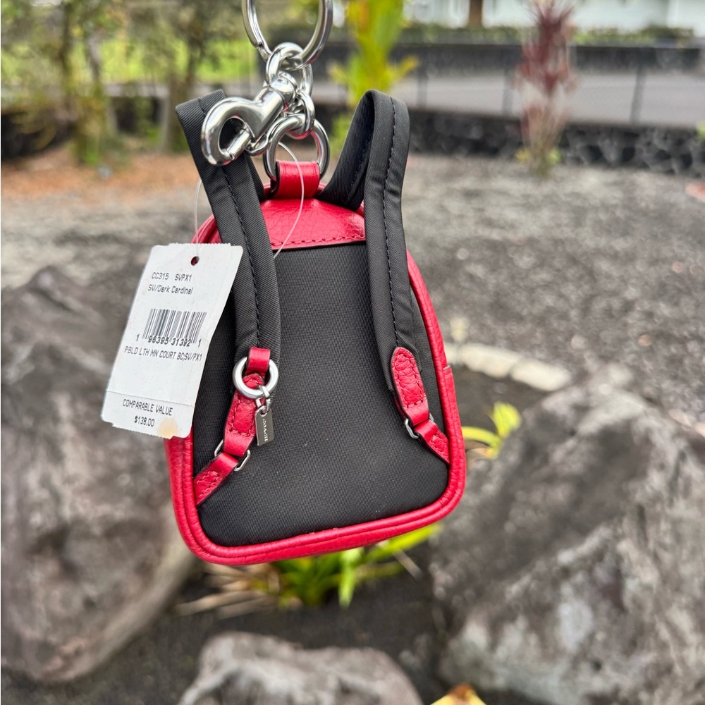 Coach Mini Backpack NWT Bag Charm Keychain Red Leather - Picture 8 of 12